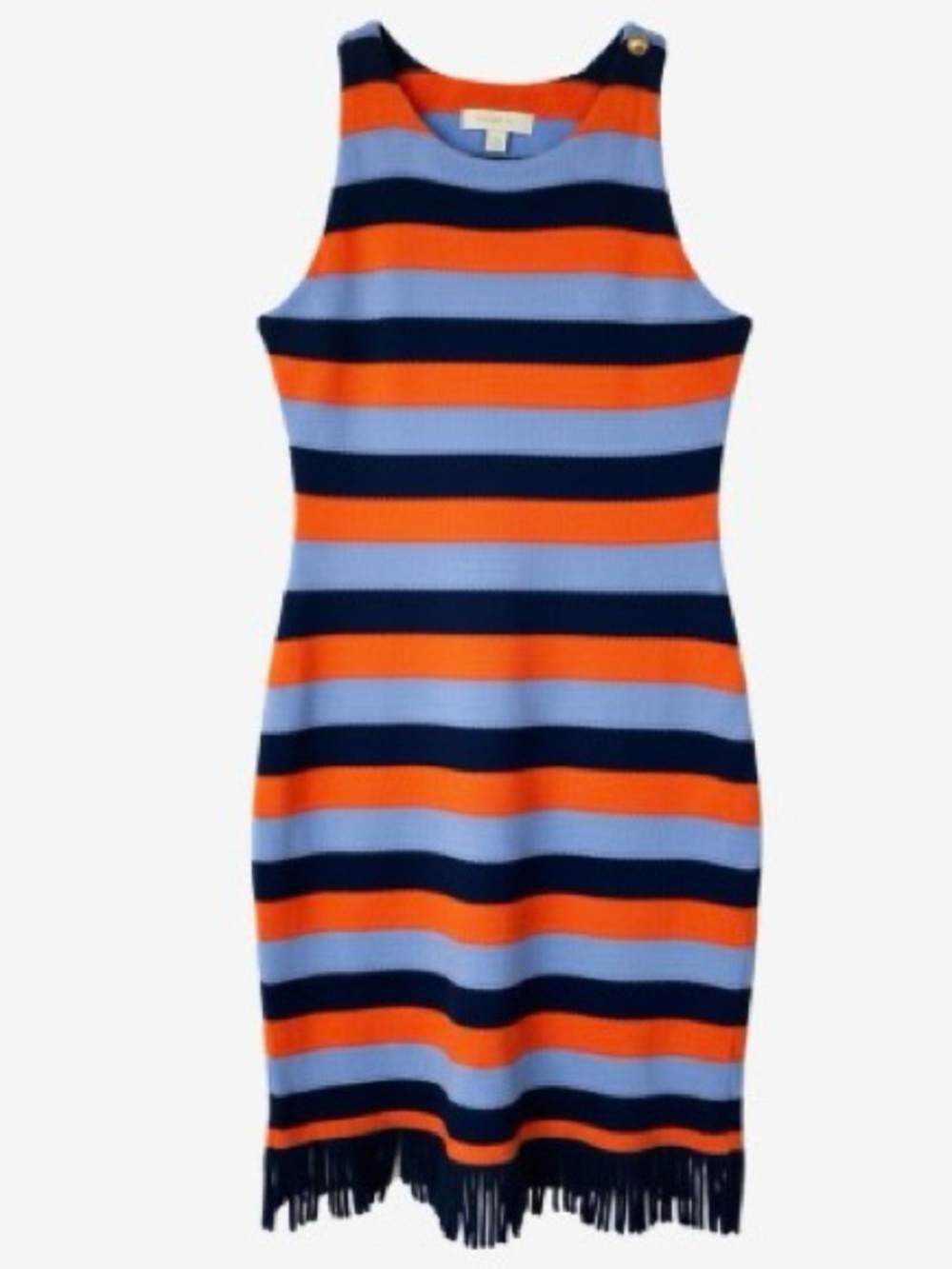 🛍️ Tory Burch Striped Knit Tank Dress in Coral, Light Blue & Navy. Size Medium. - Picture 1 of 14